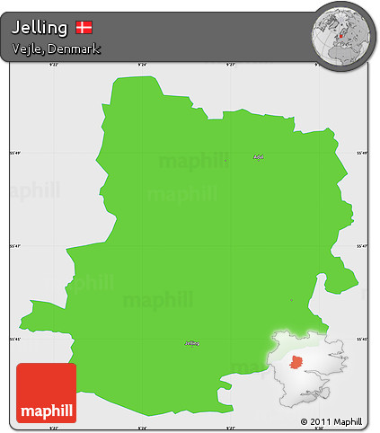 Political Simple Map of Jelling, single color outside
