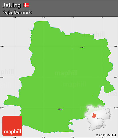 Political Simple Map of Jelling, single color outside