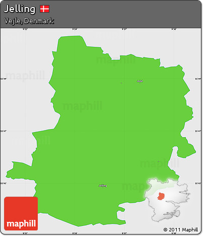 Political Simple Map of Jelling, single color outside