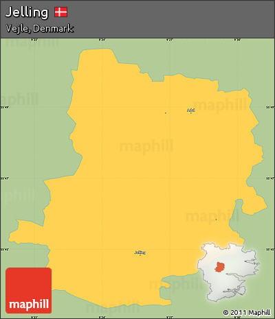 Savanna Style Simple Map of Jelling, single color outside