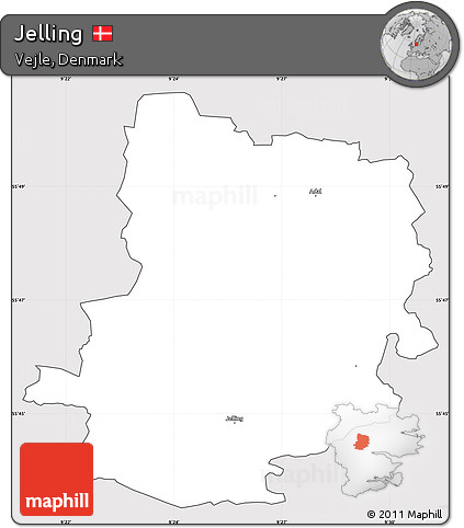 Silver Style Simple Map of Jelling, cropped outside