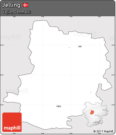 Silver Style Simple Map of Jelling, cropped outside
