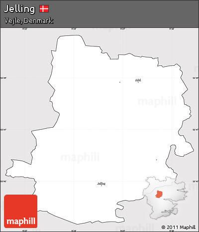 Silver Style Simple Map of Jelling, cropped outside