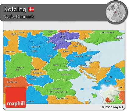Political 3D Map of Kolding