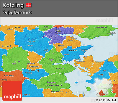 Political 3D Map of Kolding