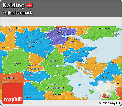 Political 3D Map of Kolding