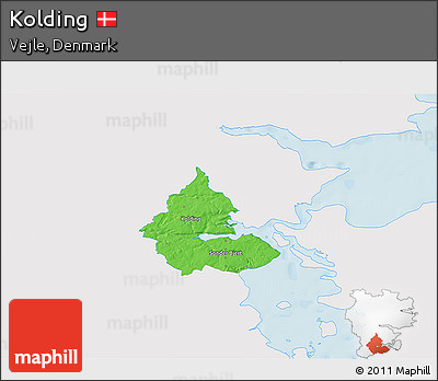 Political 3D Map of Kolding, single color outside