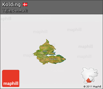 Satellite 3D Map of Kolding, cropped outside