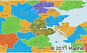 Satellite 3D Map of Kolding, political outside