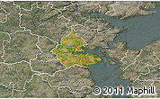 Satellite 3D Map of Kolding, semi-desaturated