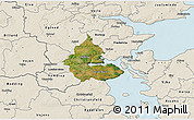 Satellite 3D Map of Kolding, shaded relief outside