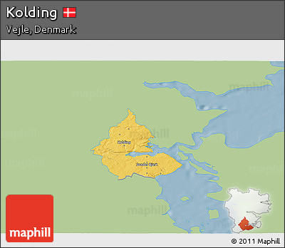 Savanna Style 3D Map of Kolding, single color outside
