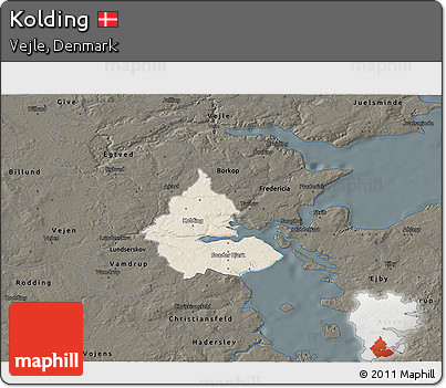 Shaded Relief 3D Map of Kolding, darken