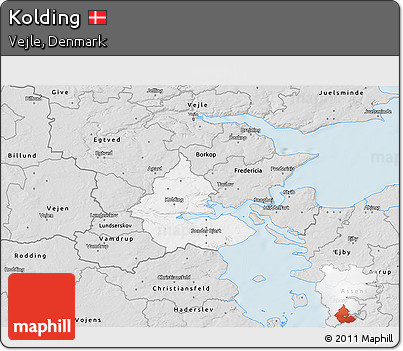 Silver Style 3D Map of Kolding