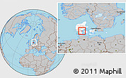 Gray Location Map of Kolding, highlighted country, within the entire country