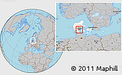 Gray Location Map of Kolding, highlighted country, highlighted parent region, within the entire country