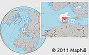 Gray Location Map of Kolding, highlighted country, highlighted parent region