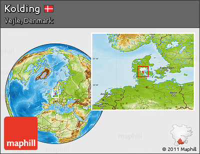 Physical Location Map of Kolding, highlighted parent region