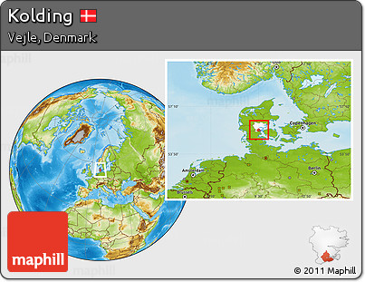 Physical Location Map of Kolding, highlighted parent region