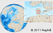 Shaded Relief Location Map of Kolding
