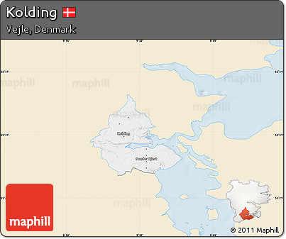 Classic Style Map of Kolding, single color outside