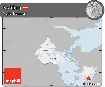 Gray Map of Kolding, single color outside