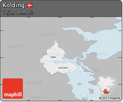 Gray Map of Kolding, single color outside