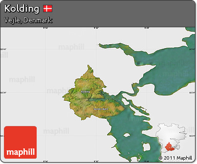 Satellite Map of Kolding, single color outside
