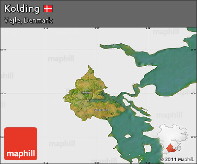 Satellite Map of Kolding, single color outside