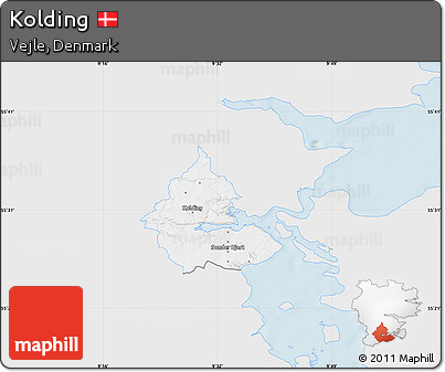 Silver Style Map of Kolding, single color outside
