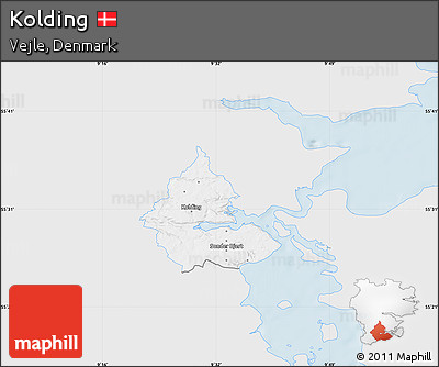 Silver Style Map of Kolding, single color outside