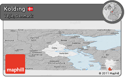 Gray Panoramic Map of Kolding