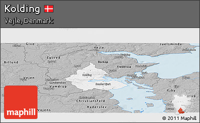 Gray Panoramic Map of Kolding