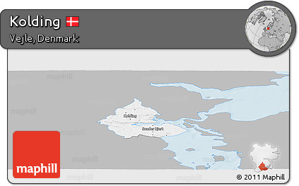 Gray Panoramic Map of Kolding, single color outside
