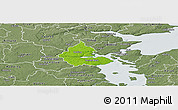 Physical Panoramic Map of Kolding, semi-desaturated