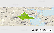 Physical Panoramic Map of Kolding, shaded relief outside