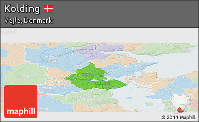 Political Panoramic Map of Kolding, lighten