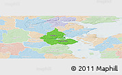 Political Panoramic Map of Kolding, lighten