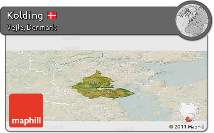 Satellite Panoramic Map of Kolding, lighten