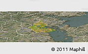 Satellite Panoramic Map of Kolding, semi-desaturated