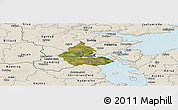 Satellite Panoramic Map of Kolding, shaded relief outside
