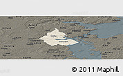 Shaded Relief Panoramic Map of Kolding, darken