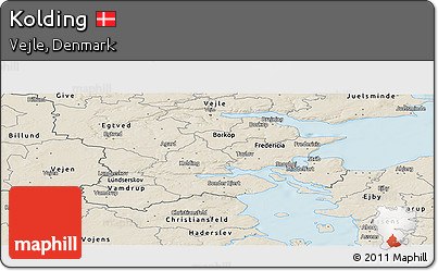 Shaded Relief Panoramic Map of Kolding