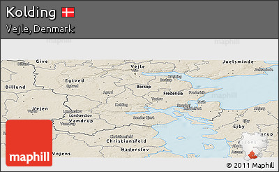 Shaded Relief Panoramic Map of Kolding