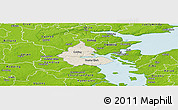 Shaded Relief Panoramic Map of Kolding, physical outside