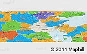 Shaded Relief Panoramic Map of Kolding, political outside