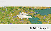Shaded Relief Panoramic Map of Kolding, satellite outside