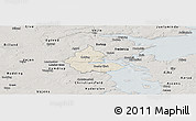 Shaded Relief Panoramic Map of Kolding, semi-desaturated