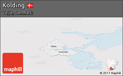Silver Style Panoramic Map of Kolding, single color outside