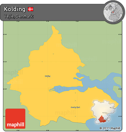 Savanna Style Simple Map of Kolding, single color outside
